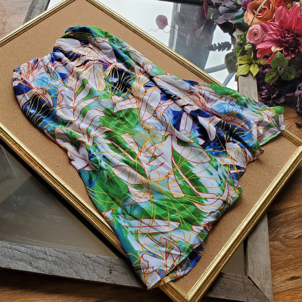 Strapless Sweetheart Tropical Art Deco Sundress